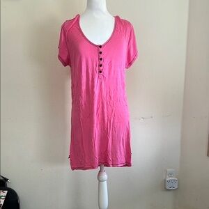 Betsey Johnson Pink Buttoned Polo Tunic Pajamas